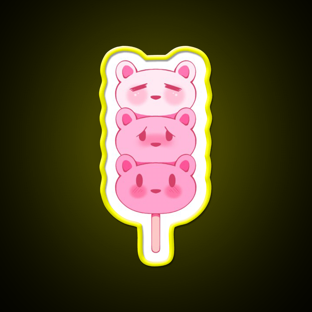 Strawbeary Dango Snack Food Led Neon Sign Rgb Color - Custom LED neon sign front view