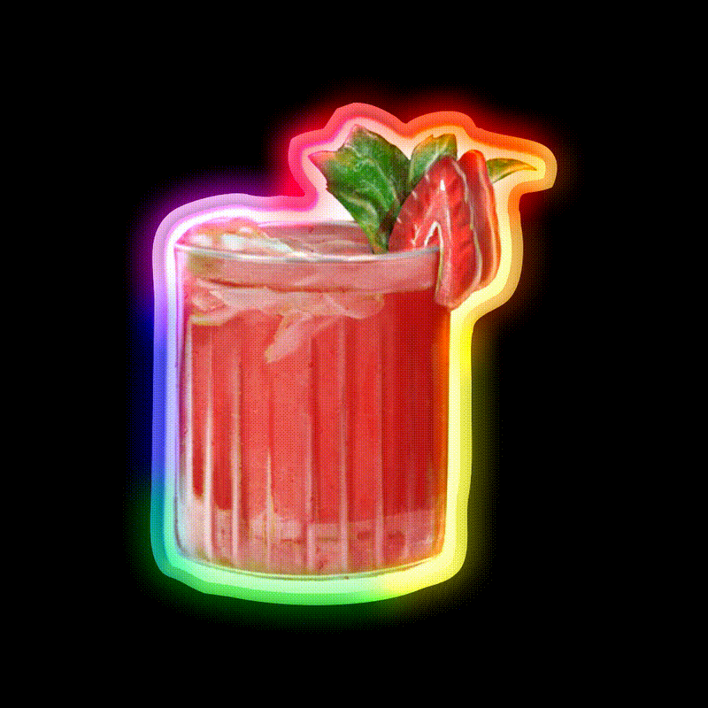 Strawberry Cocktail Bar Decor Led Neon Sign Rgb Color - LED neon sign close-up detail