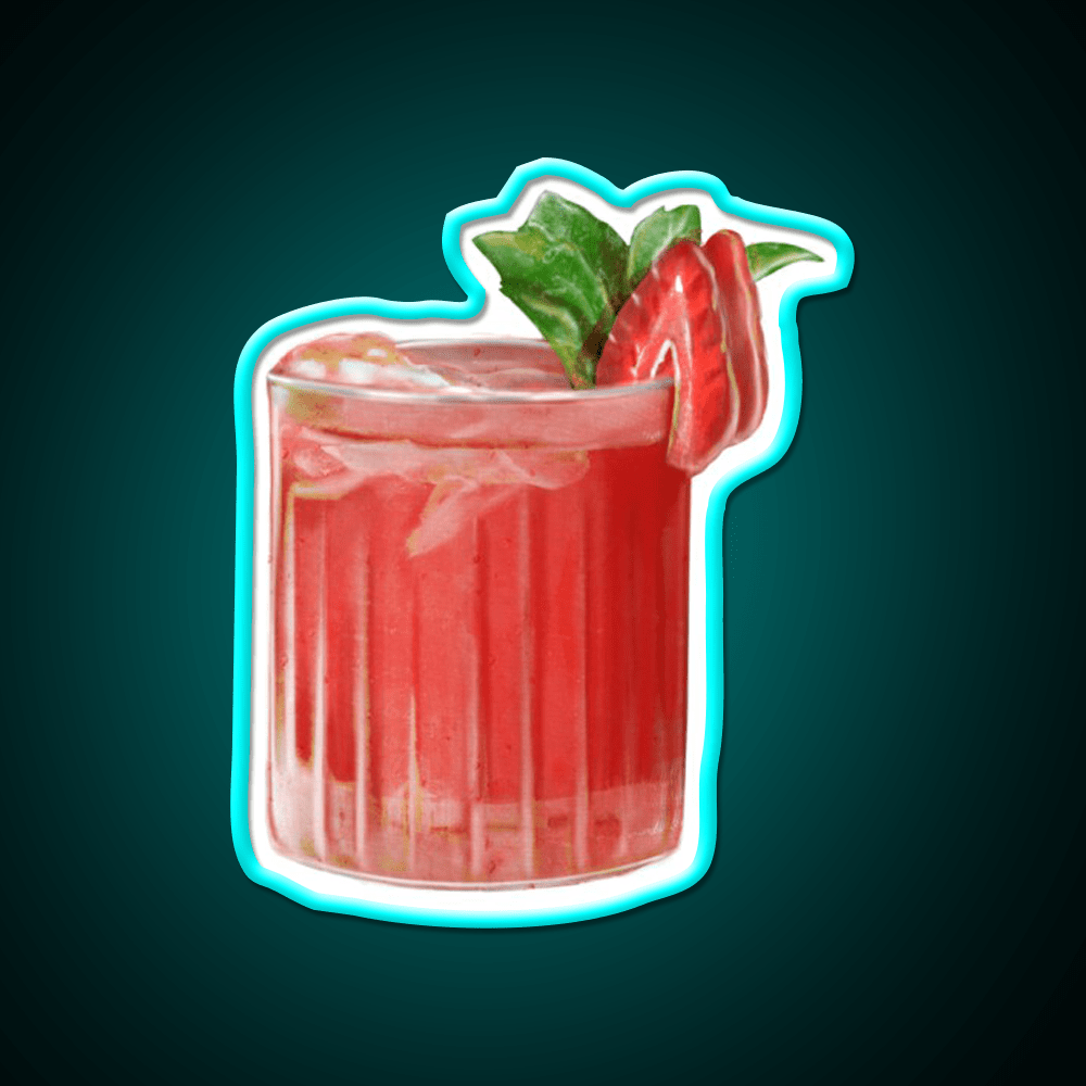 Strawberry Cocktail Bar Decor Led Neon Sign Rgb Color - Shineneon