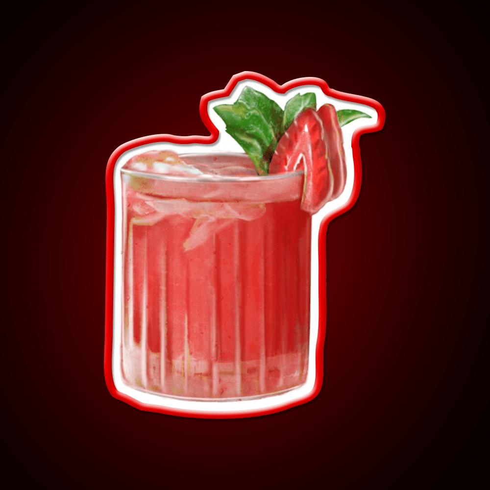 Strawberry Cocktail Bar Decor Led Neon Sign Rgb Color - Shineneon