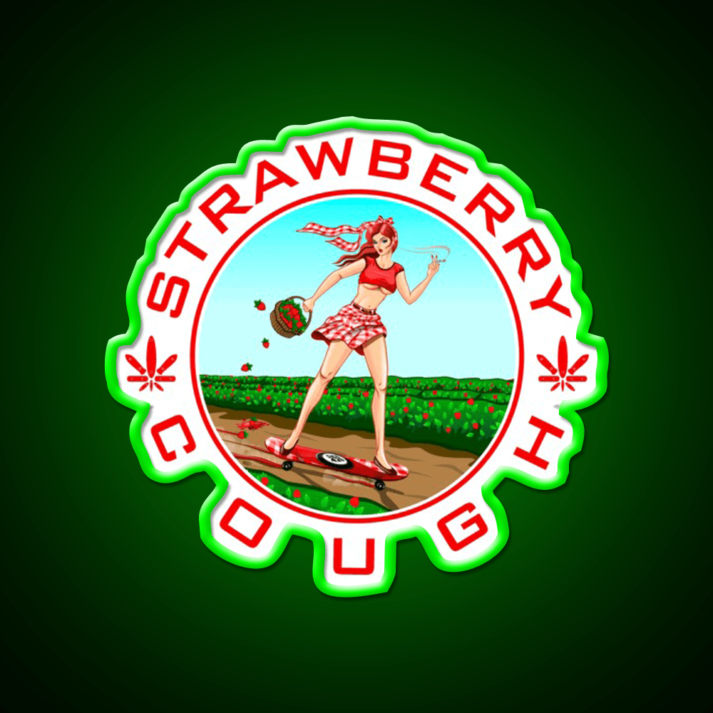 Strawberry Cough Seeds Hemp Inspired Green Leaf Led Neon Sign Rgb Color - Shineneon