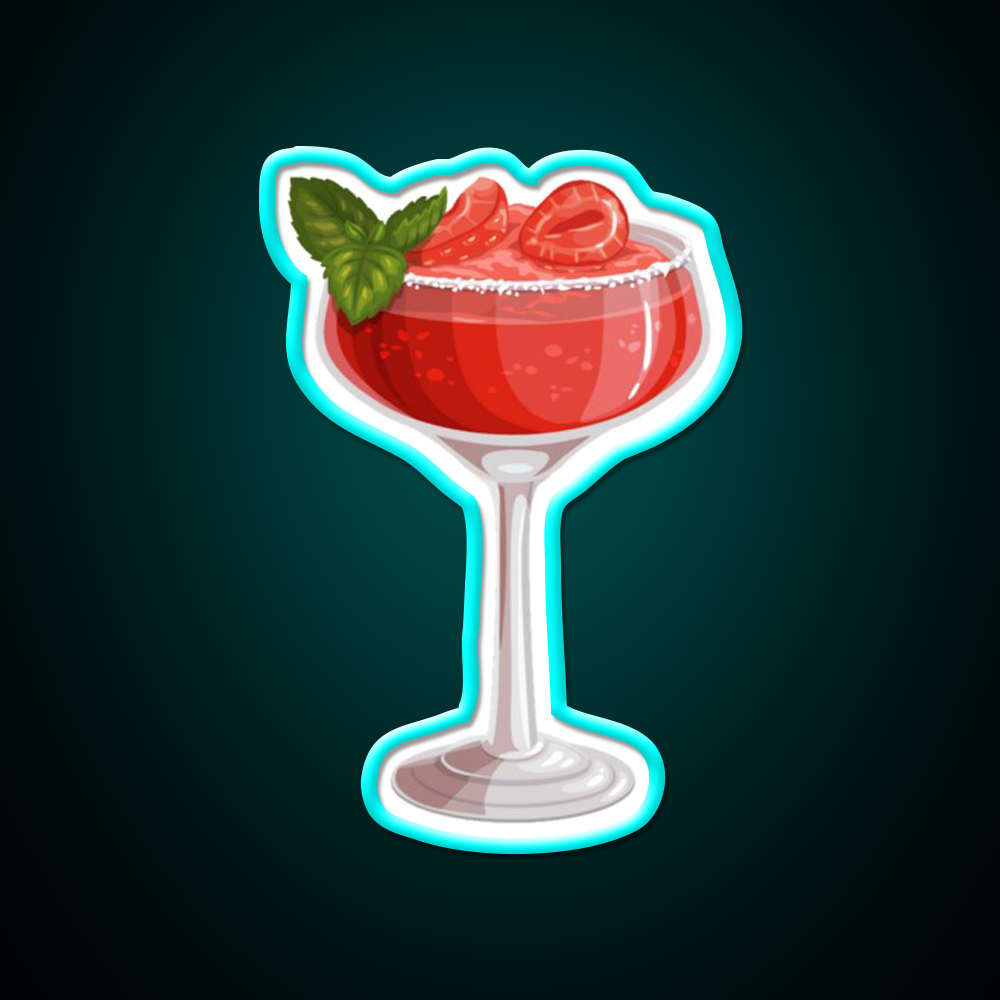 Strawberry Daiquiri Cocktail Bar Decor Led Neon Sign Home Bar Decor Rgb Color - Size and dimension reference