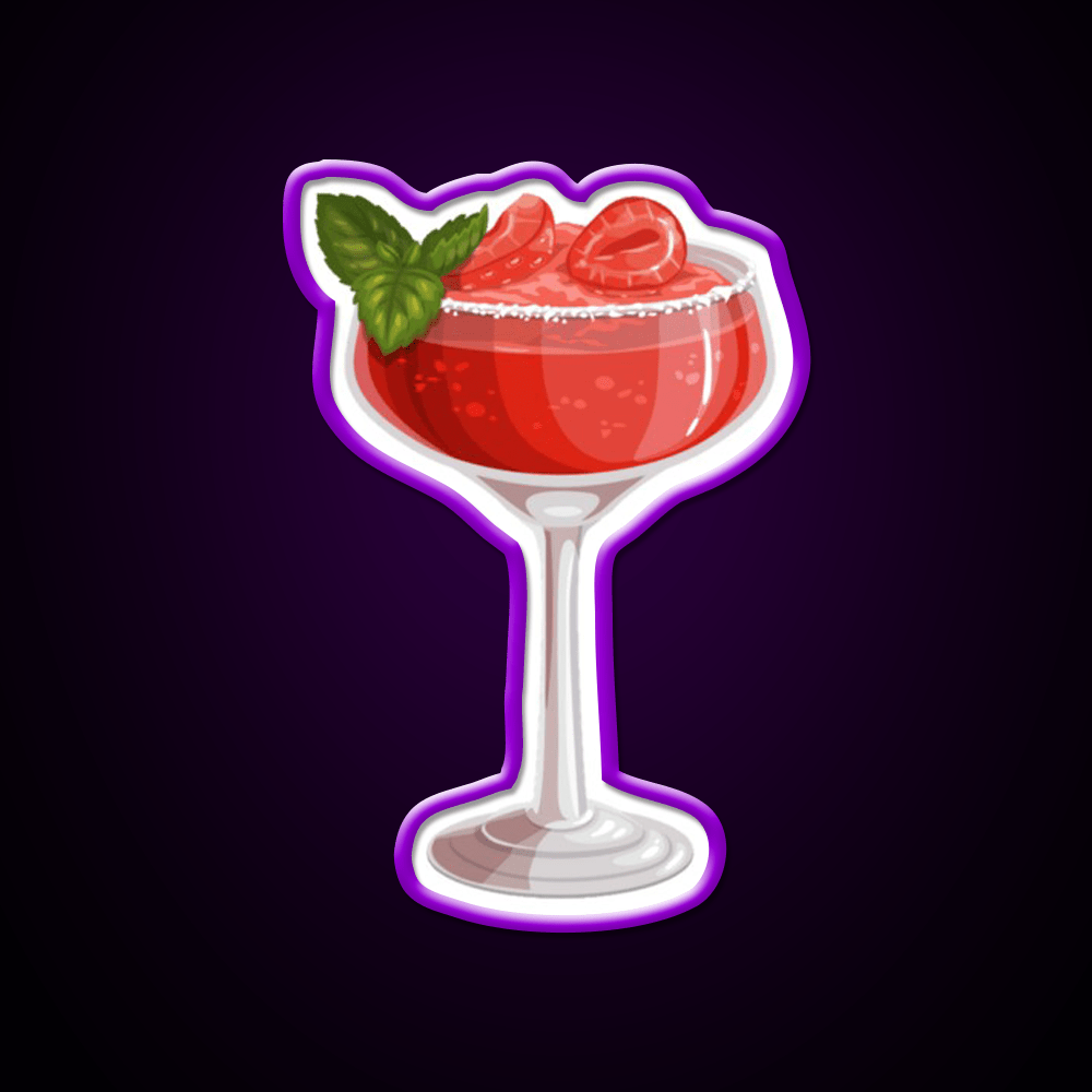 Strawberry Daiquiri Cocktail Bar Decor Led Neon Sign Home Bar Decor Rgb Color - Shineneon