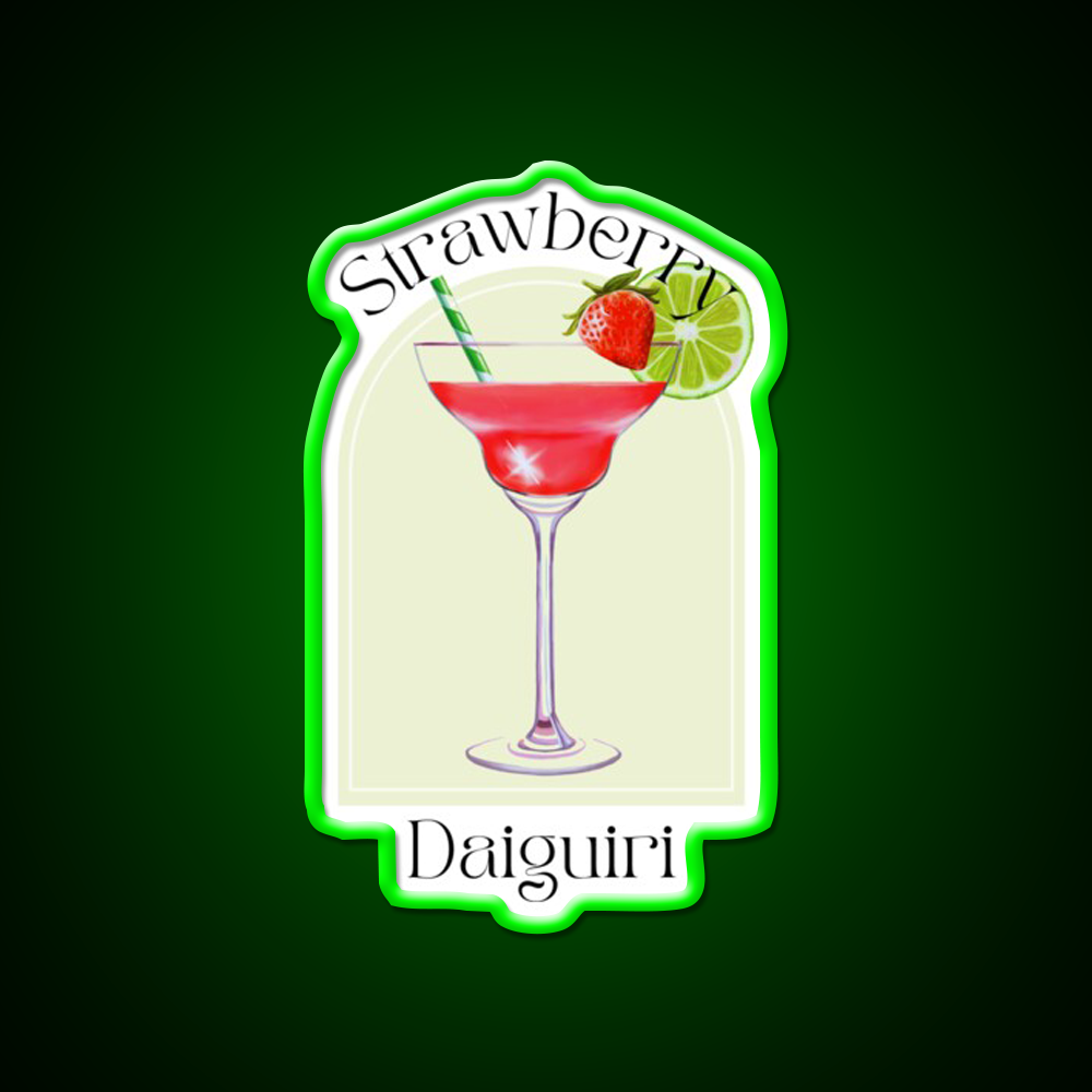 Strawberry Daiquiri Poster Tropical Cocktail Bar Decor Led Neon Sign Rgb Color - LED neon sign view 8