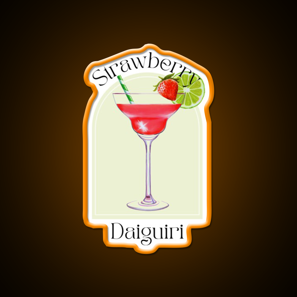 Strawberry Daiquiri Poster Tropical Cocktail Bar Decor Led Neon Sign Rgb Color - LED neon sign view 6
