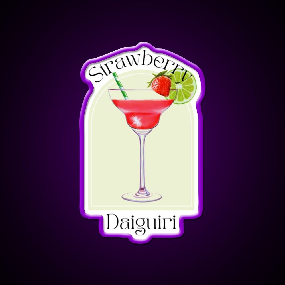 Strawberry Daiquiri Poster Tropical Cocktail Bar Decor Led Neon Sign Rgb Color - LED neon sign view 9