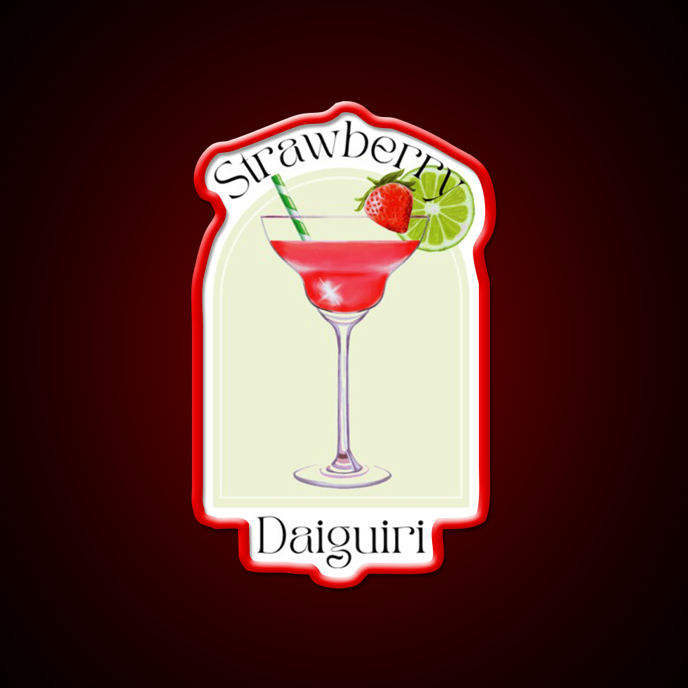 Strawberry Daiquiri Poster Tropical Cocktail Bar Decor Led Neon Sign Rgb Color - Shineneon
