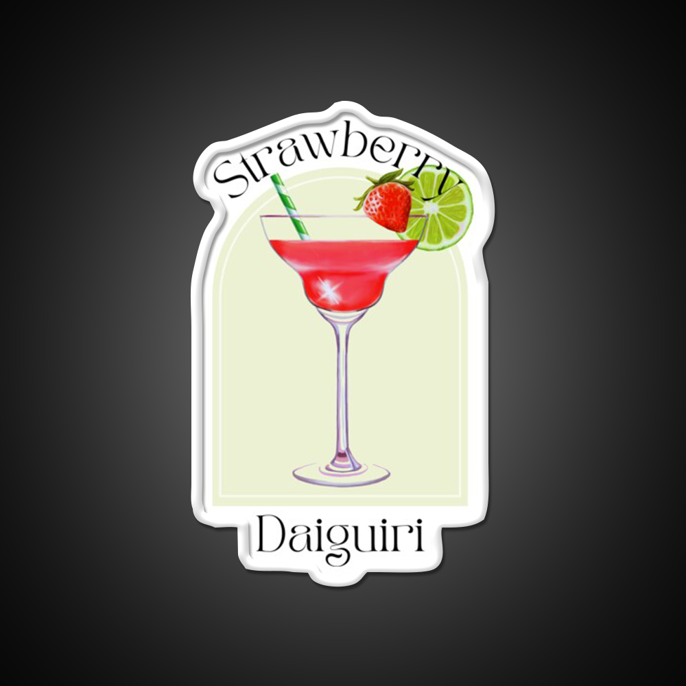 Strawberry Daiquiri Poster Tropical Cocktail Bar Decor Led Neon Sign Rgb Color - LED neon sign view 11