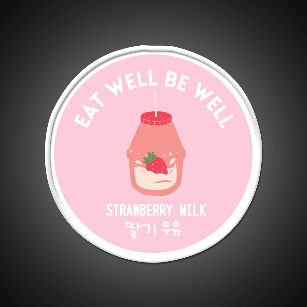 Strawberry Milk Carton Korean Food Snack Drink Snack Food Led Neon Sign Rgb Color - Shineneon
