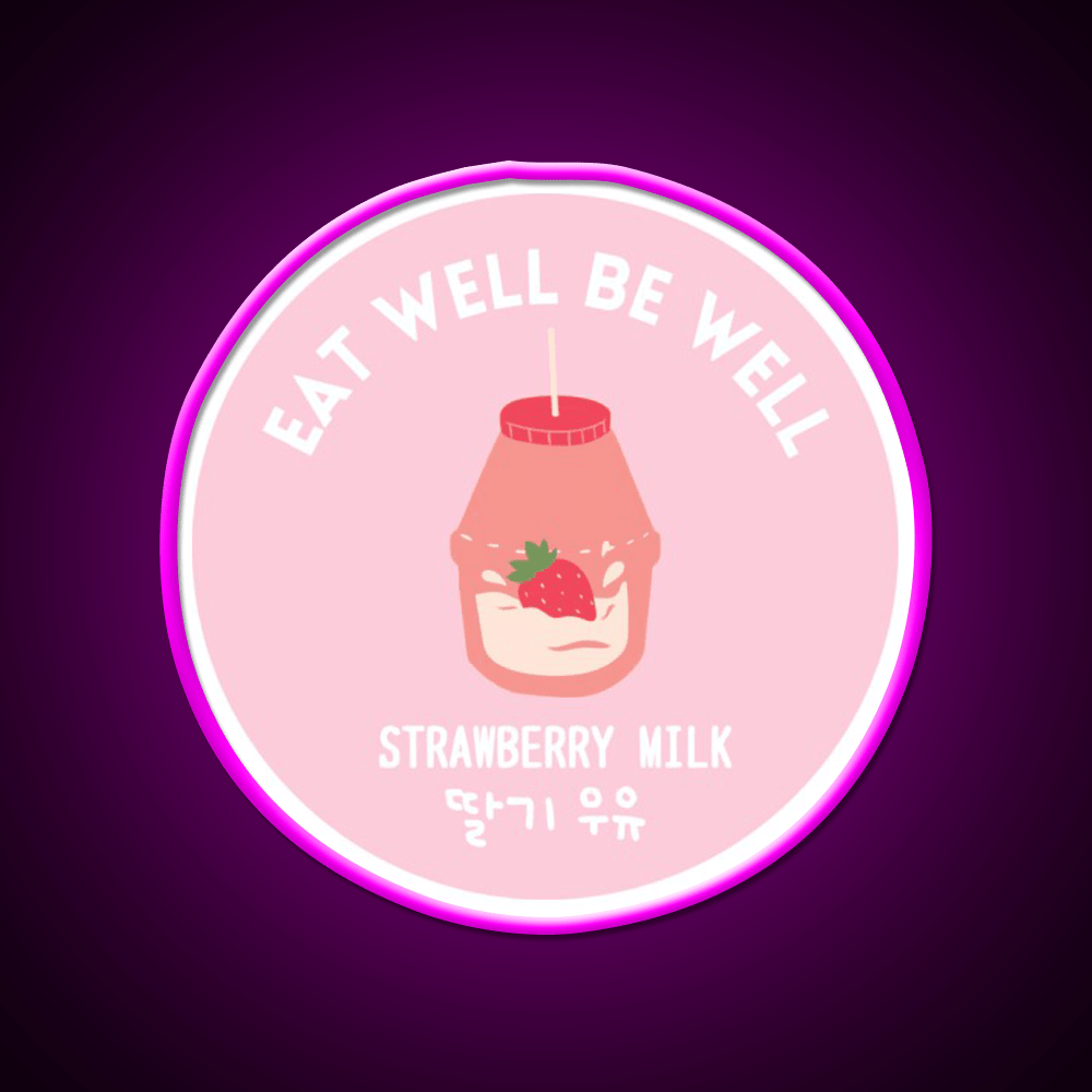 Strawberry Milk Carton Korean Food Snack Drink Snack Food Led Neon Sign Rgb Color - Shineneon