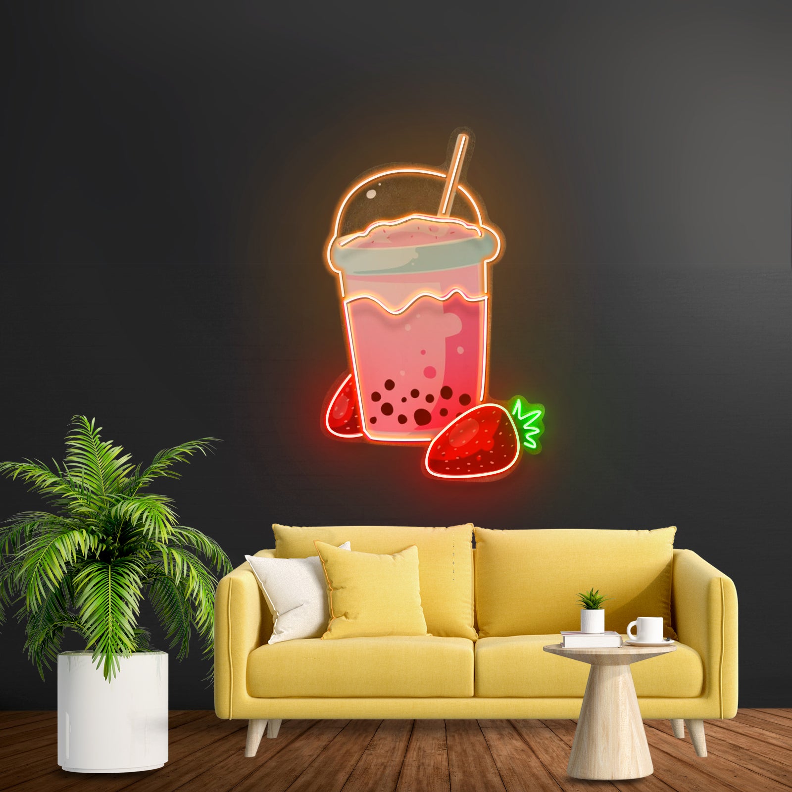Strawberry Milk Neon Acrylic Artwork