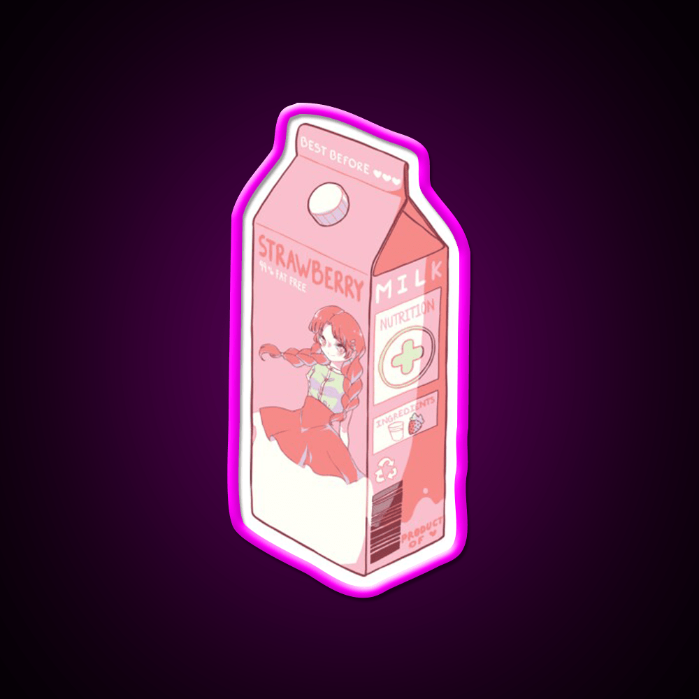 Strawberry Milk Snack Food Led Neon Sign Rgb Color - Shineneon