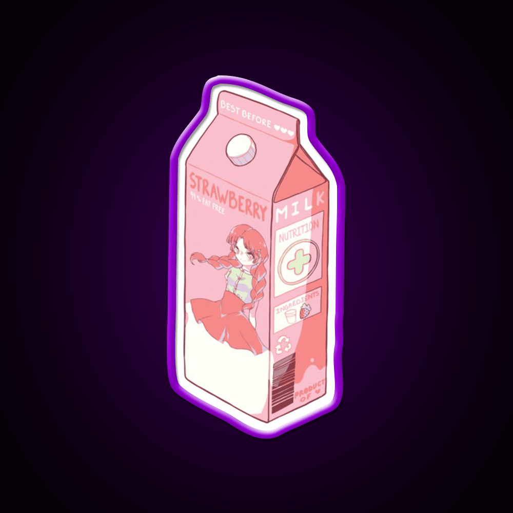 Strawberry Milk Snack Food Led Neon Sign Rgb Color - Shineneon