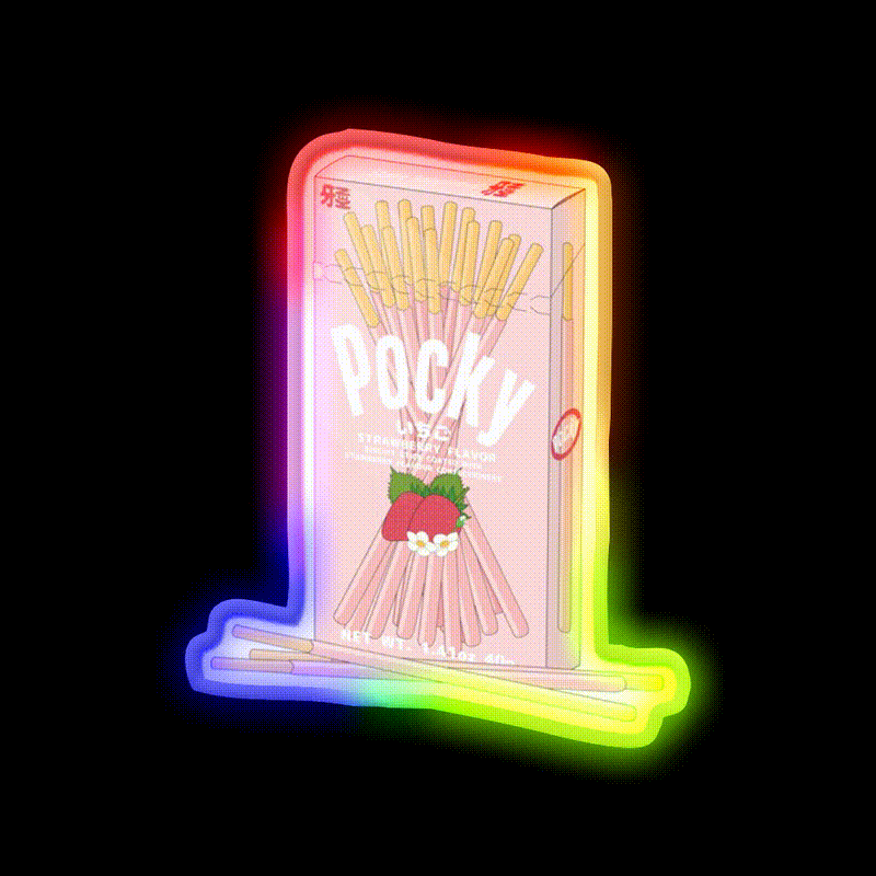 Strawberry Pocky Snack Food Led Neon Sign For Snack Room Rgb Color - LED neon sign close-up detail