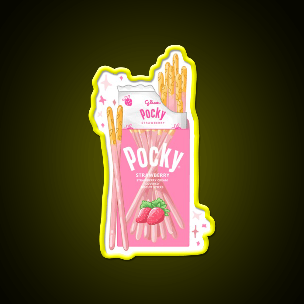 Strawberry Pocky Snack Food Led Neon Sign For Vending Area Rgb Color - Shineneon