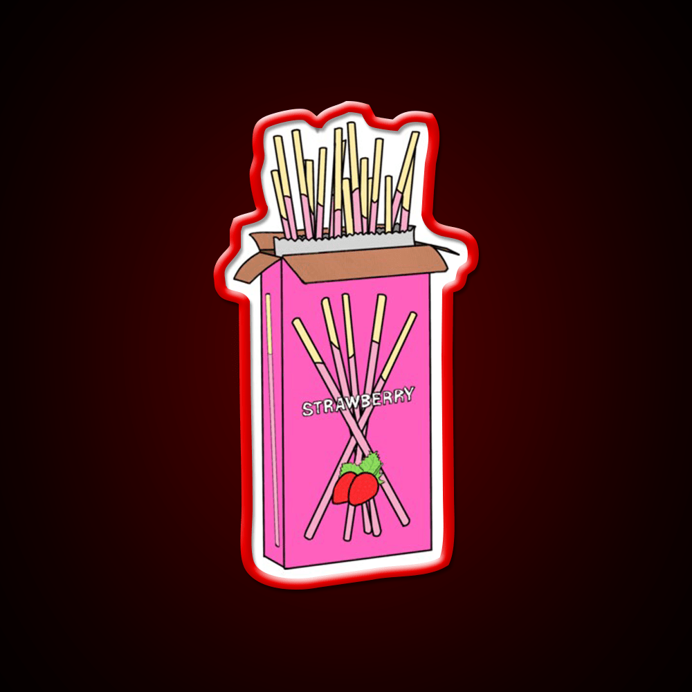 Strawberry Pocky Snack Food Led Neon Sign Rgb Color - Shineneon