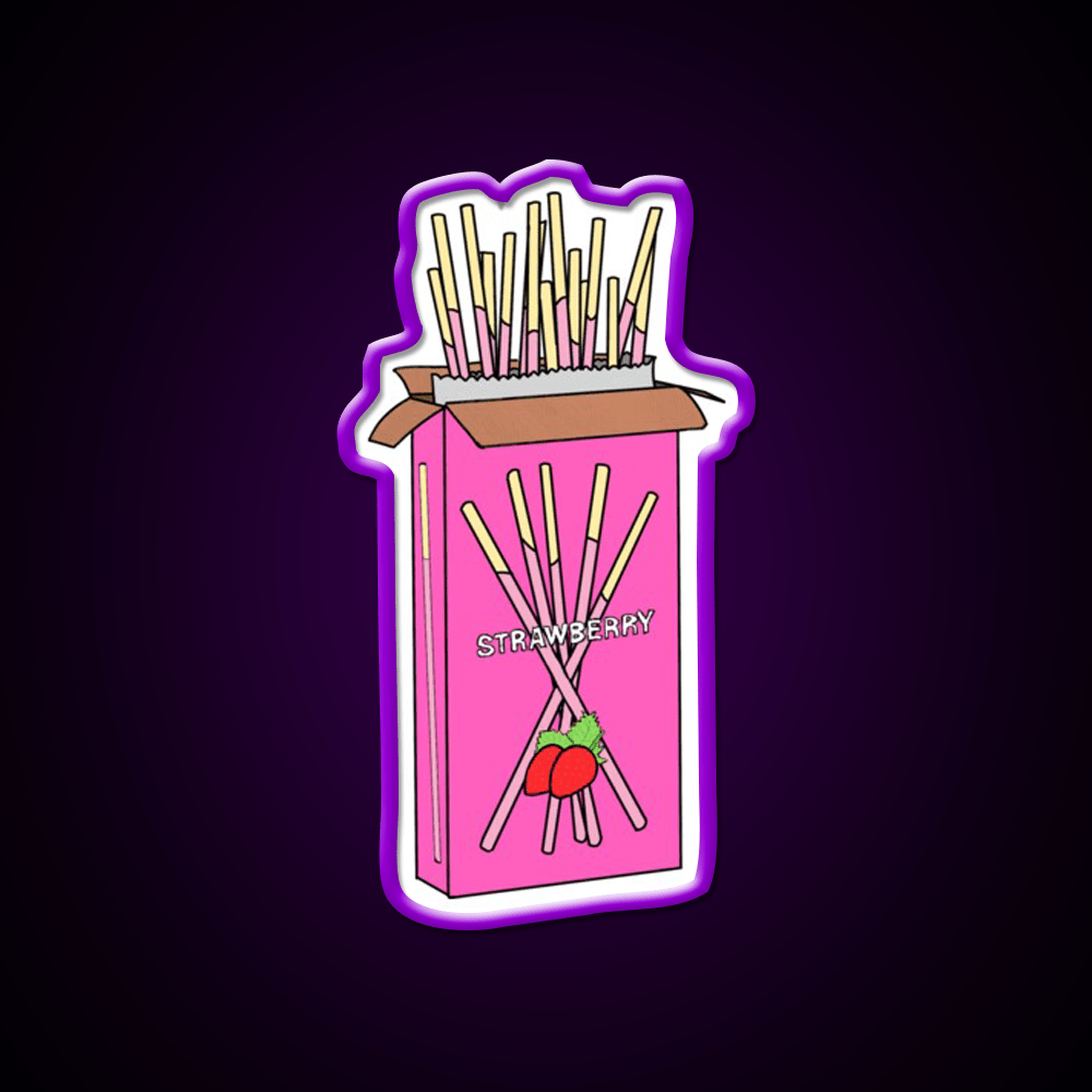 Strawberry Pocky Snack Food Led Neon Sign Rgb Color - Shineneon