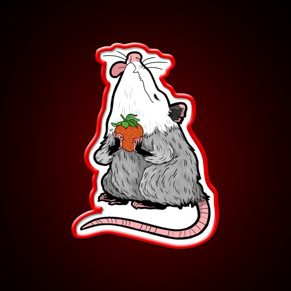 Strawberry Possum Snack Food Led Neon Sign Rgb Color - Shineneon