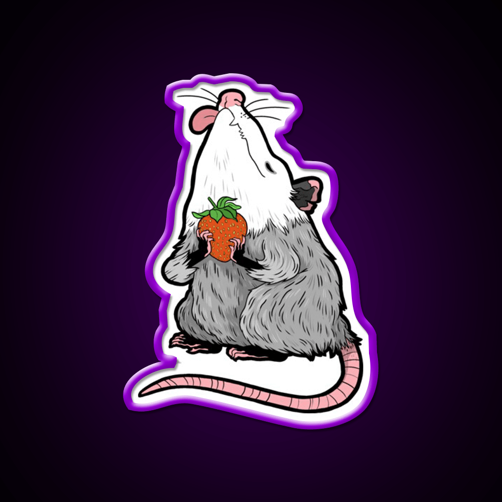 Strawberry Possum Snack Food Led Neon Sign Rgb Color - Shineneon
