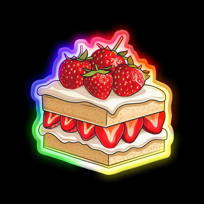 Strawberry Shortcake Snack Food Led Neon Sign Rgb Color - LED neon sign close-up detail