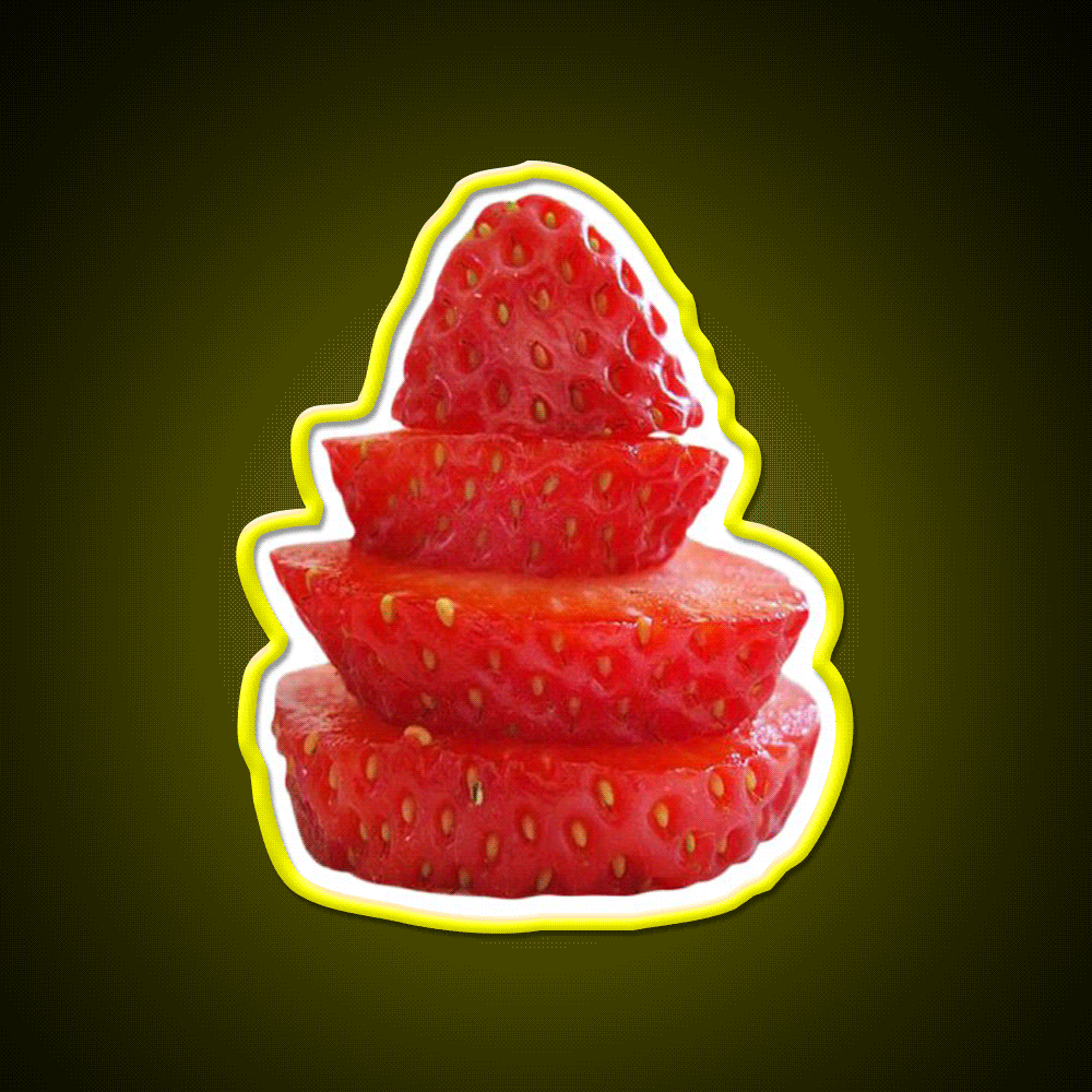 Strawberry Stack Snack Food Led Neon Sign Rgb Color - Custom LED neon sign front view