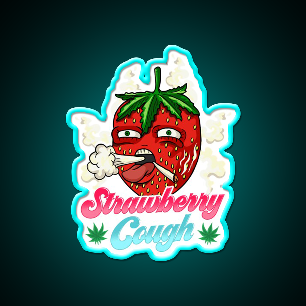 Strawberry Strain Weed Cough Hemp Inspired Green Leaf Led Neon Sign Rgb Color - Size and dimension reference