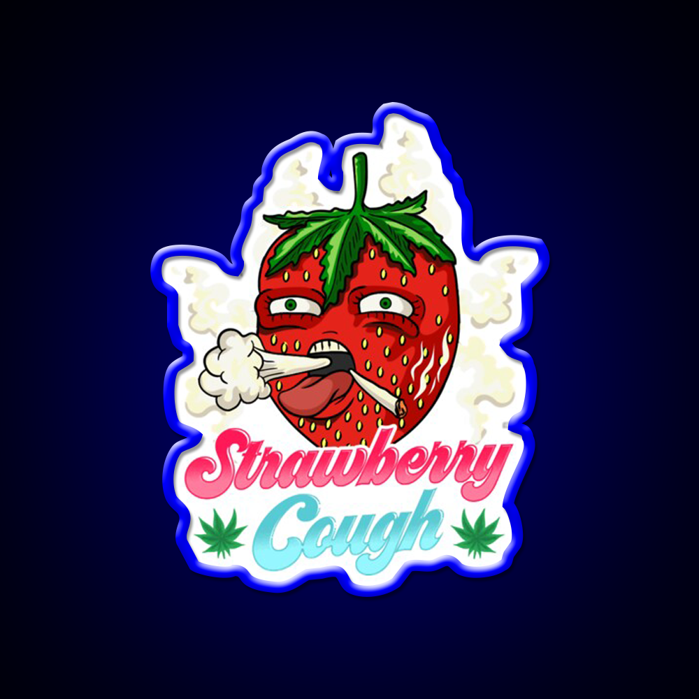 Strawberry Strain Weed Cough Hemp Inspired Green Leaf Led Neon Sign Rgb Color - LED neon sign view 5