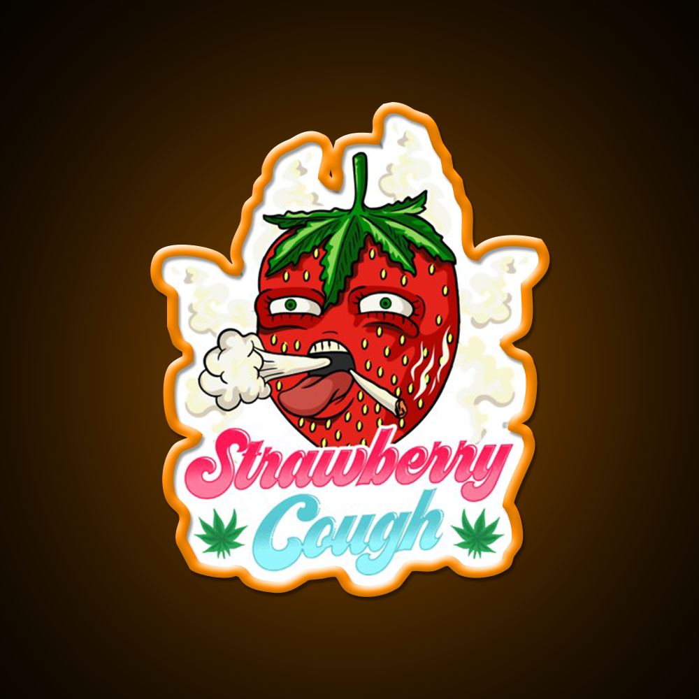 Strawberry Strain Weed Cough Hemp Inspired Green Leaf Led Neon Sign Rgb Color - LED neon sign view 6