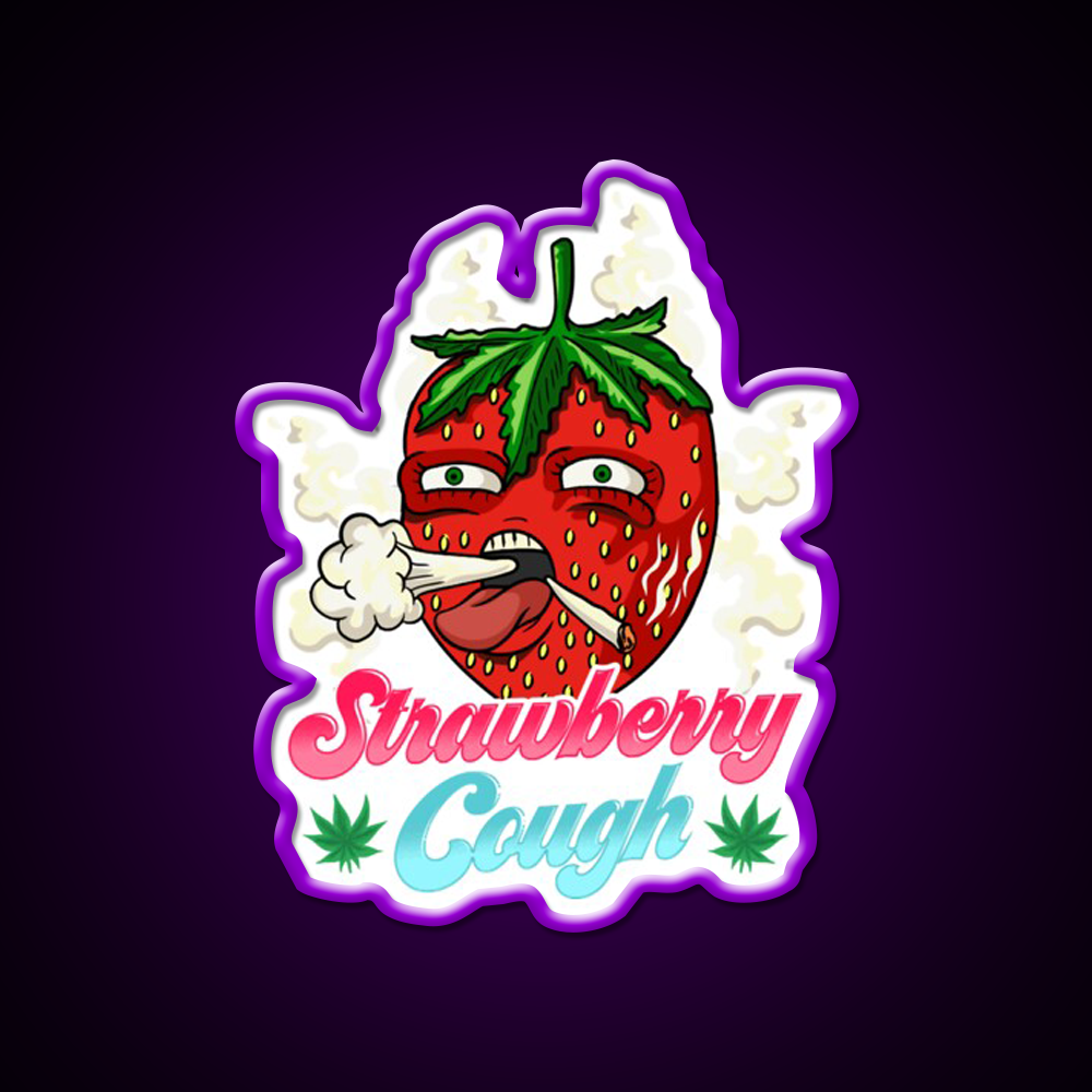 Strawberry Strain Weed Cough Hemp Inspired Green Leaf Led Neon Sign Rgb Color - LED neon sign view 9