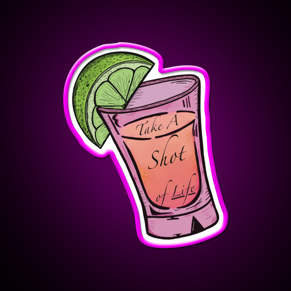 Strawberry Tequila Sunrise Take A Shot Party Drink Tequila Led Neon Sign Rgb Color