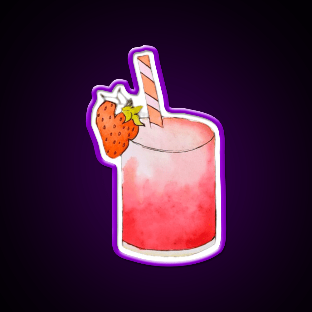 Strawberry Watercolor Cocktail Bar Decor Led Neon Sign Rgb Color - Shineneon