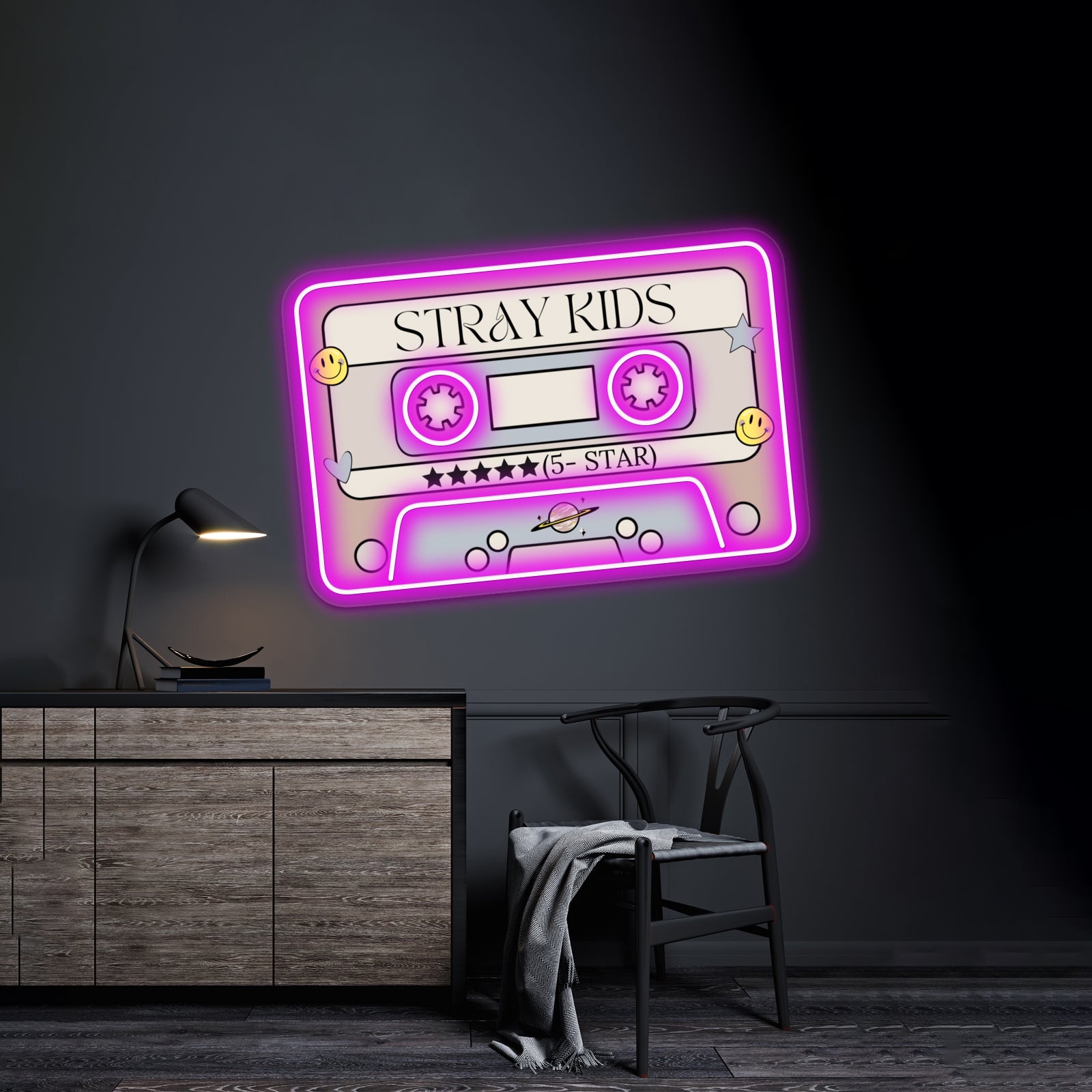 Stray Kids 5star Retro Pastel Cassette Tape Artwork Neon Signs For Sale | Shineneon