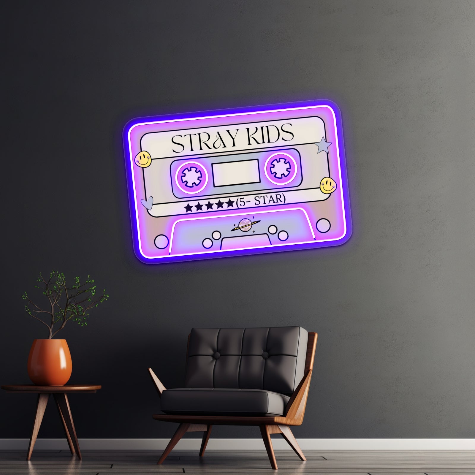 Stray Kids 5star Retro Pastel Cassette Tape Artwork Neon Signs For Sale | Shineneon