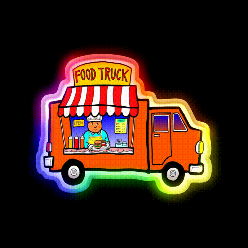 Street Food Truck Fast Food Led Neon Sign For Burger Place Rgb Color