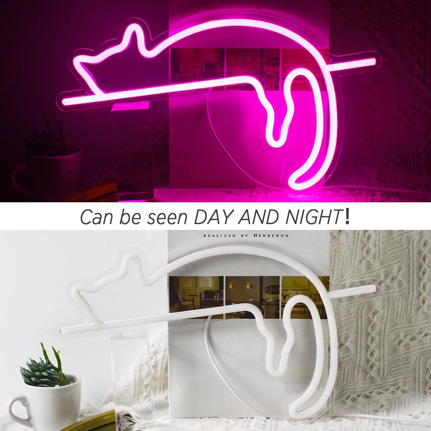 Stretching Cat Purple-Pink Led Neon Sign For Home Pet Shop Decor | Shineneon