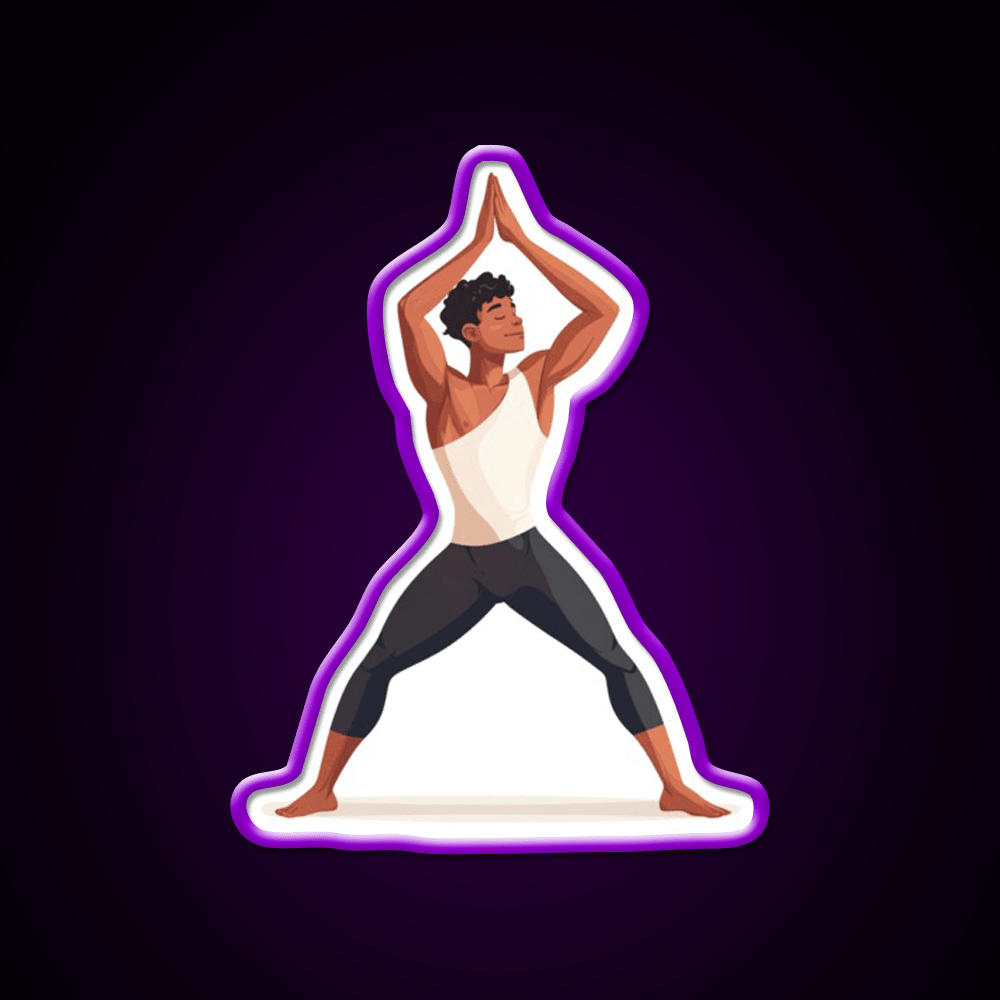 Strong And Centered Warrior Inspired Yoga Pose Man Yoga Led Neon Sign Rgb Color - Shineneon