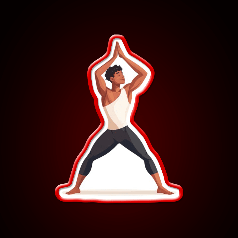 Strong And Centered Warrior Inspired Yoga Pose Man Yoga Led Neon Sign Rgb Color - Shineneon