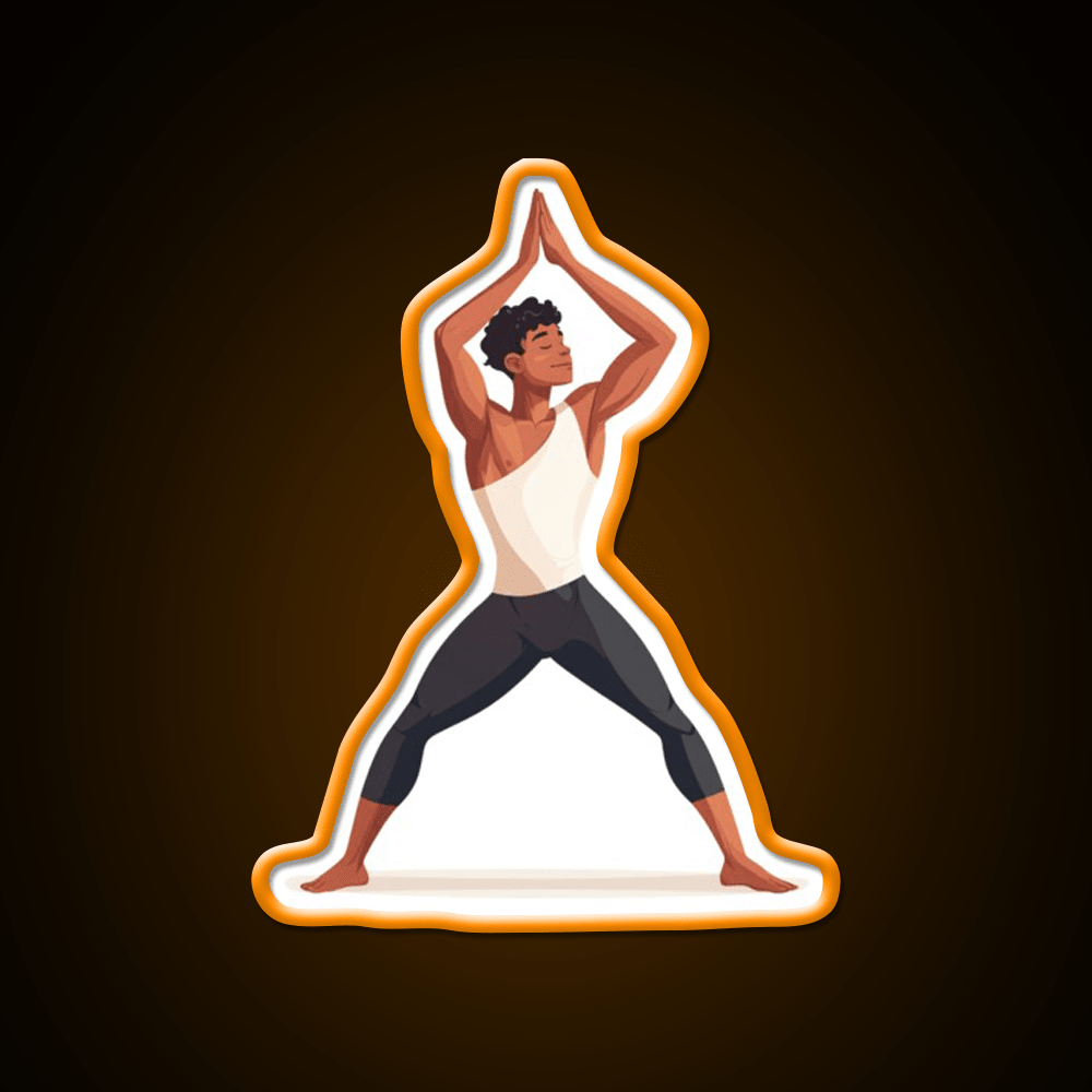 Strong And Centered Warrior Inspired Yoga Pose Man Yoga Led Neon Sign Rgb Color - Shineneon
