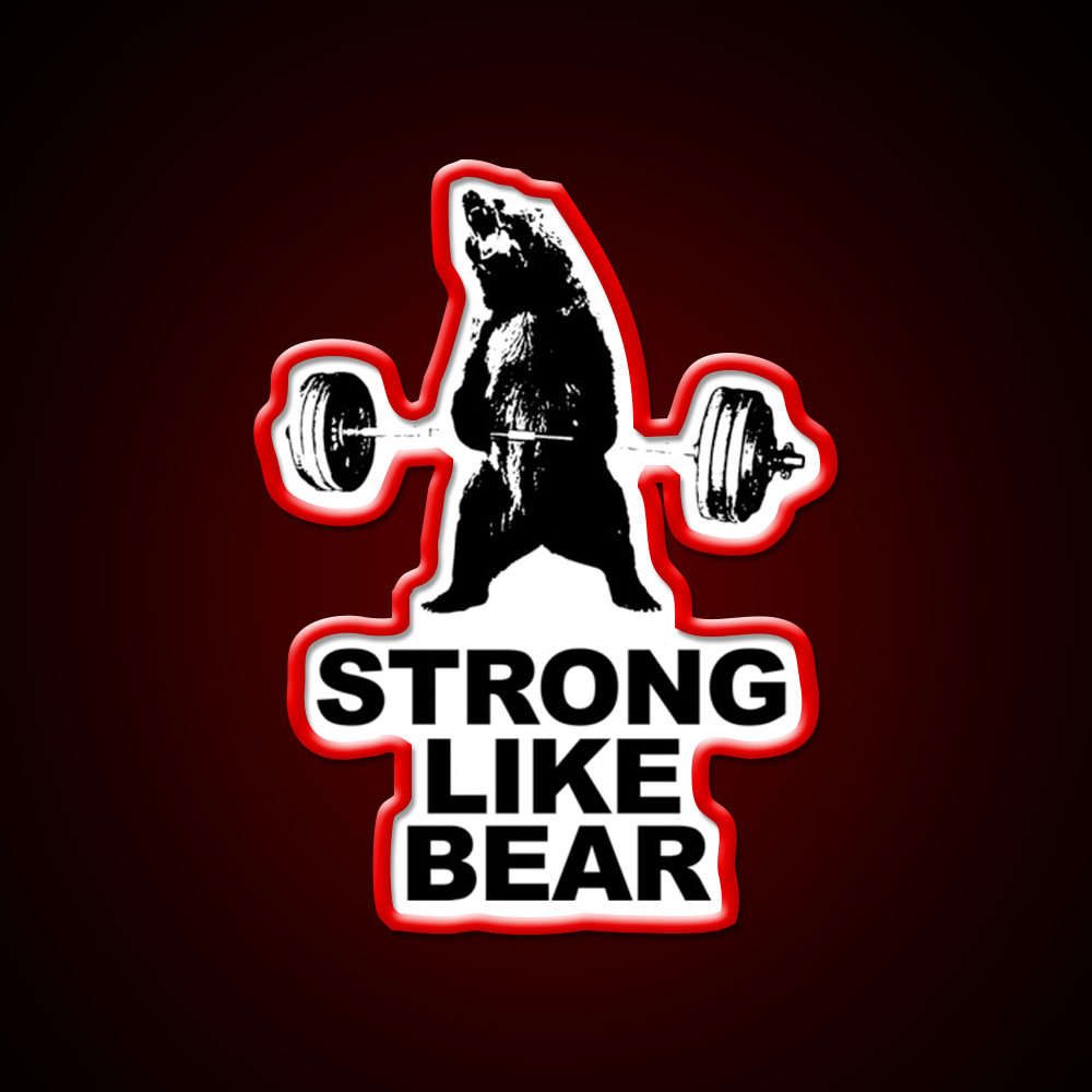 Strong Like Bear Deadlifting Workout Gym Fitness Led Neon Sign Rgb Color