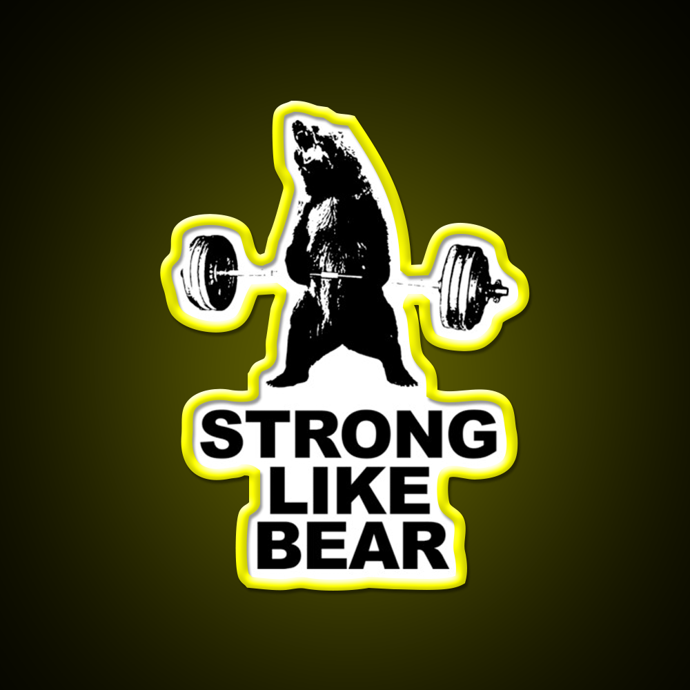 Strong Like Bear Deadlifting Workout Gym Fitness Led Neon Sign Rgb Color