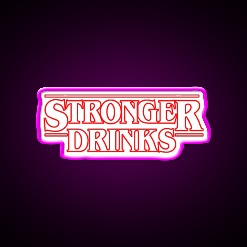 Stronger Drinks Cocktail Bar Decor Led Neon Sign Rgb Color - Neon sign mounted on wall in room