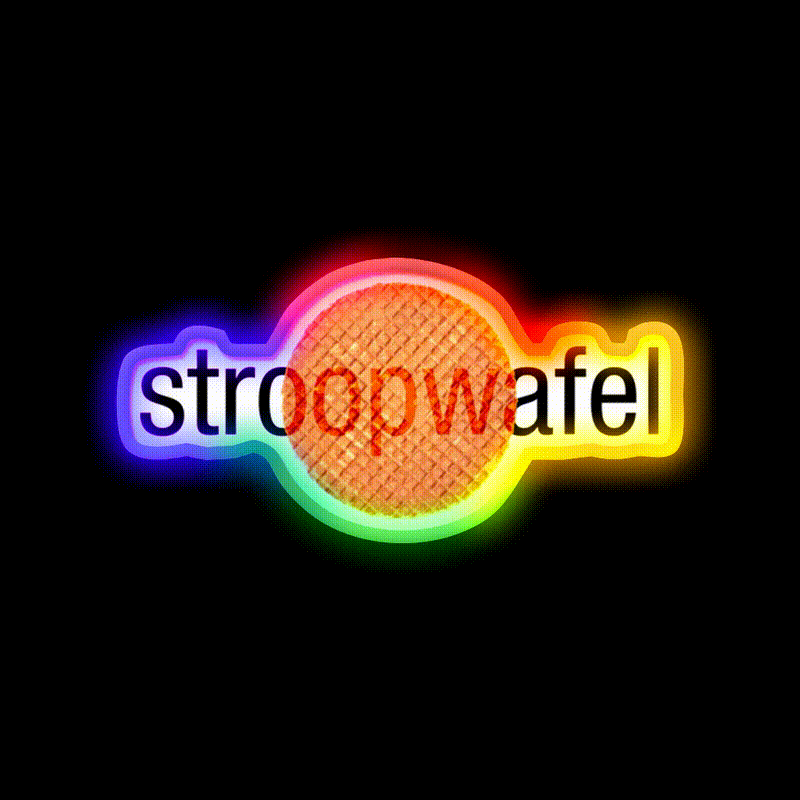 Stroopwafel Dutch Waffle Snack Food Led Neon Sign Rgb Color - LED neon sign close-up detail