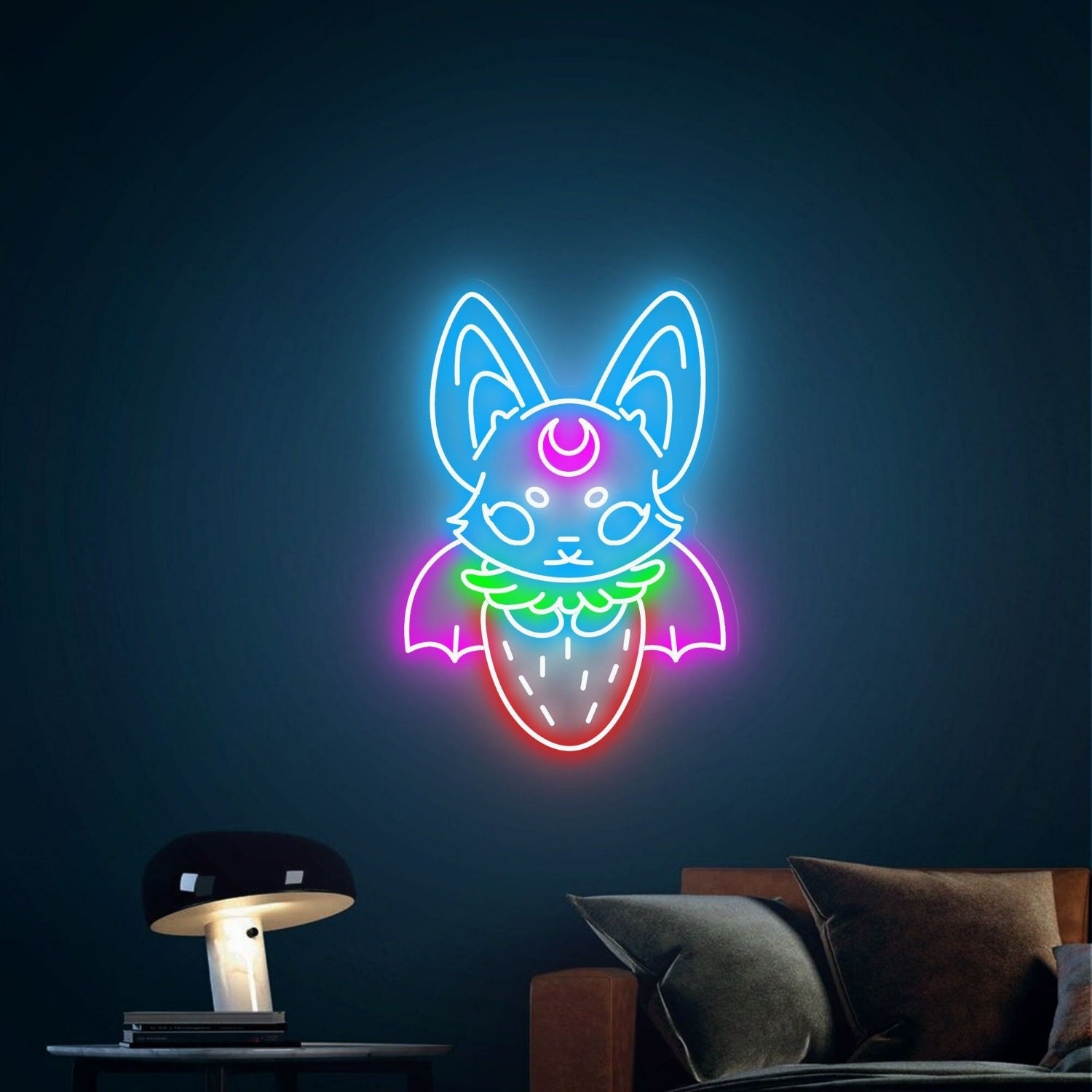 Style Strawberry Bat Neon Goth Character Led Neon Sign - Shineneon