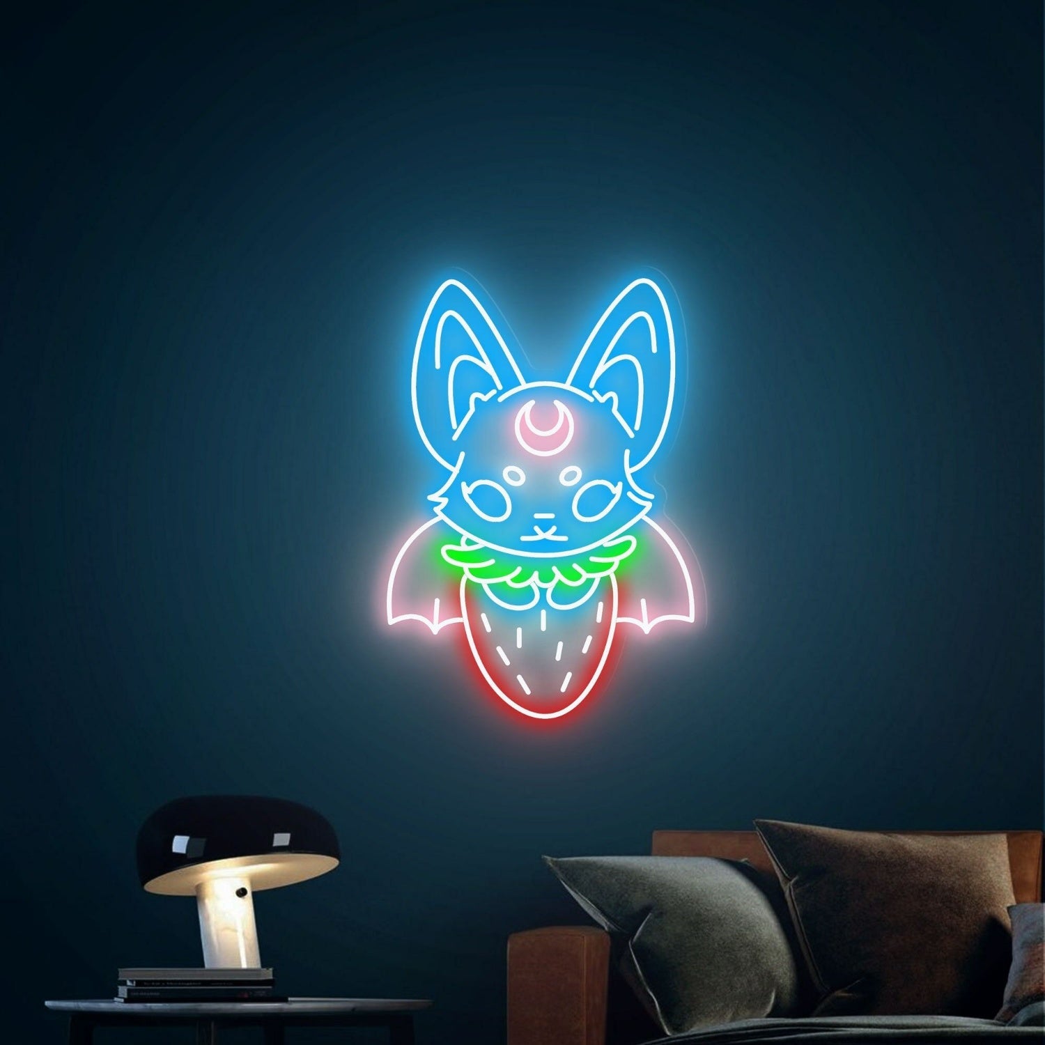 Style Strawberry Bat Neon Goth Character Led Neon Sign - Shineneon