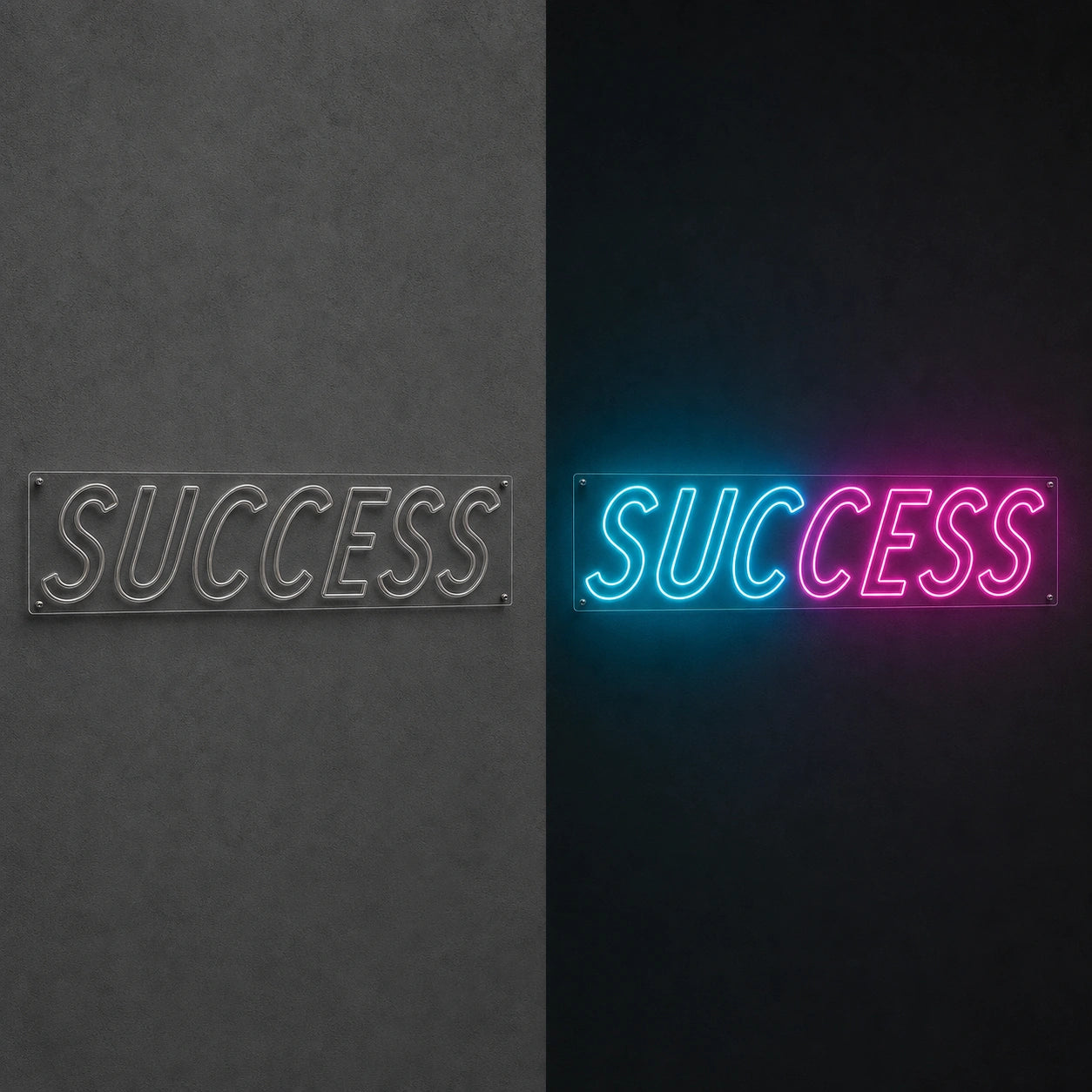 Success LED Neon Sign Garage Man Cave Neon Sign day and night comparison