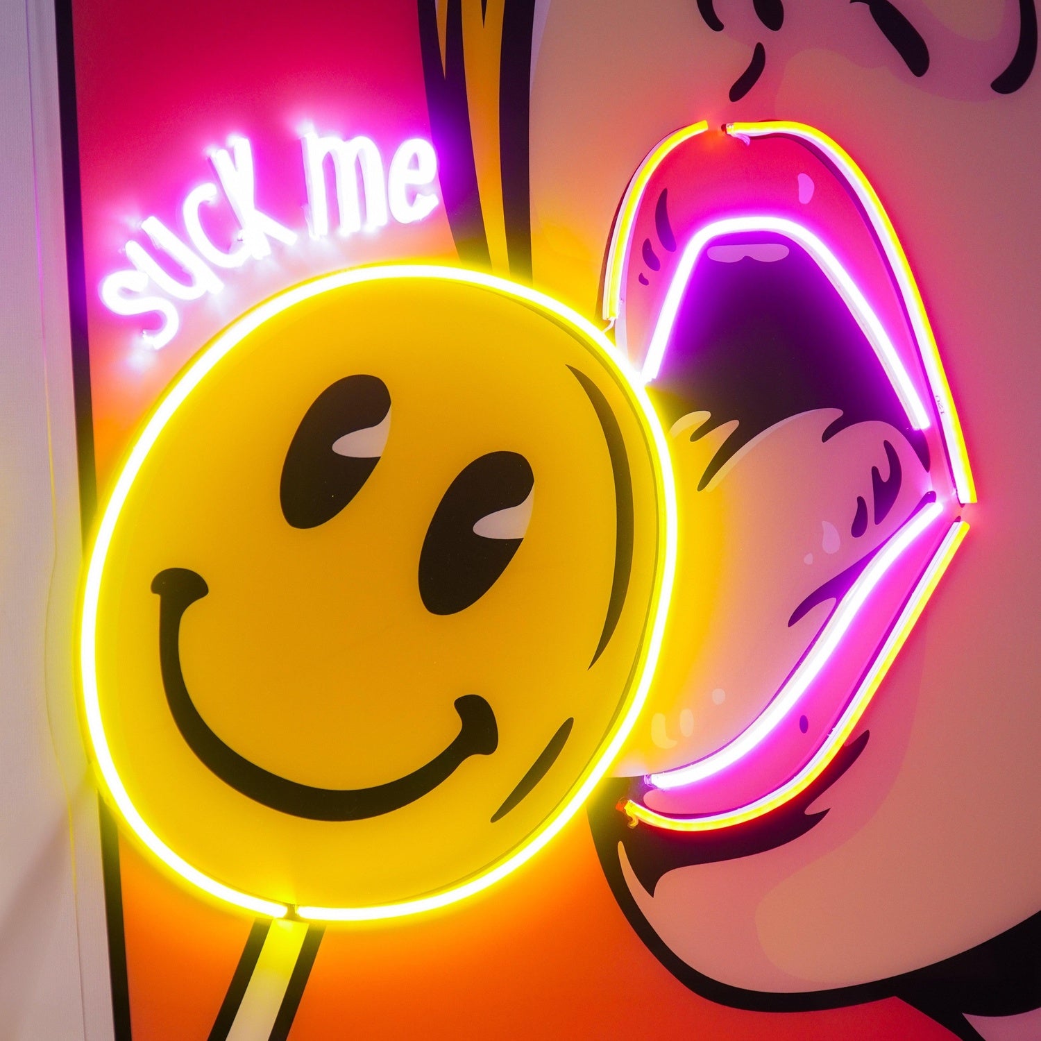 Suck Me Licking Lollipop Yellow Purple Uv Printed Led Neon Sign For Indoor Decor | Shineneon