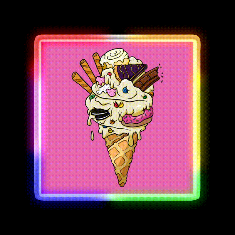 Sugar Rush Fast Food Led Neon Sign For Burger Place Rgb Color