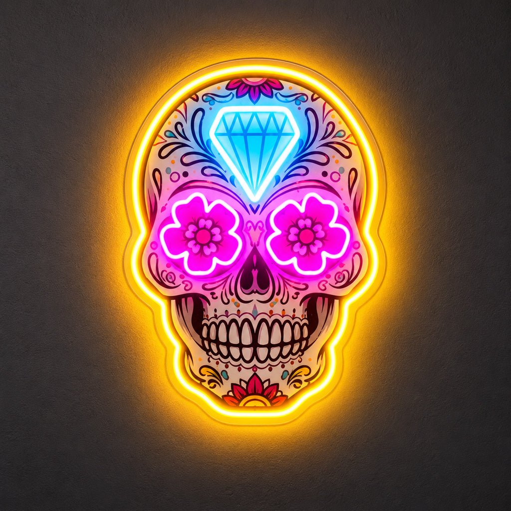 Sugar Skull Diamond LED Neon Sign - Shineneon