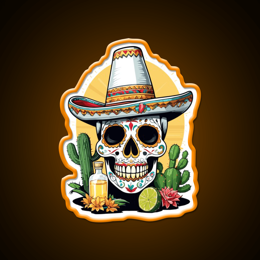 Sugar Skull Mexico Tequila Cinco De Mayo Party Drink Tequila Led Neon Sign Rgb Color - Shineneon
