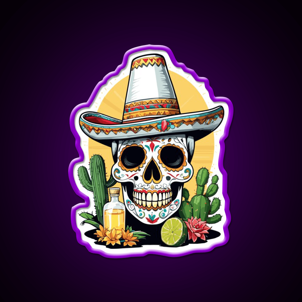 Sugar Skull Mexico Tequila Cinco De Mayo Party Drink Tequila Led Neon Sign Rgb Color - Shineneon